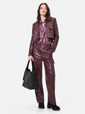 Pantalone cargo bordeaux rosso in similpelle