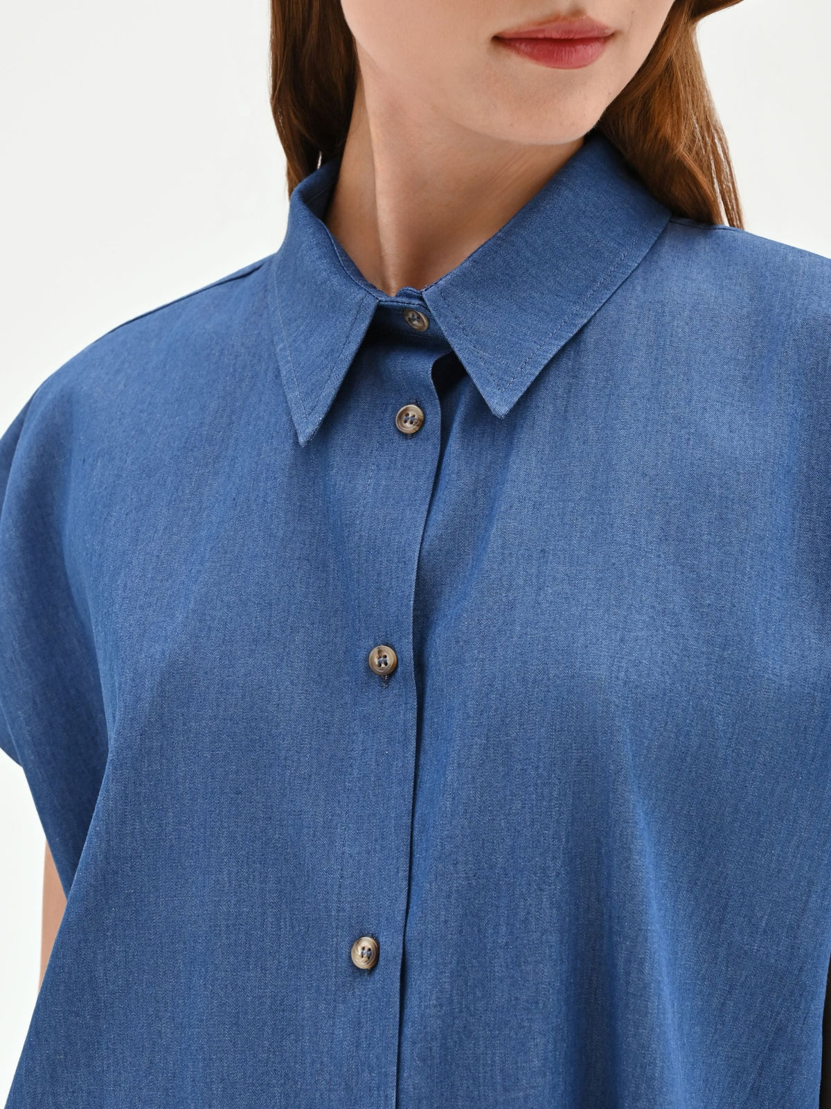 Camicia blu indaco in chambray