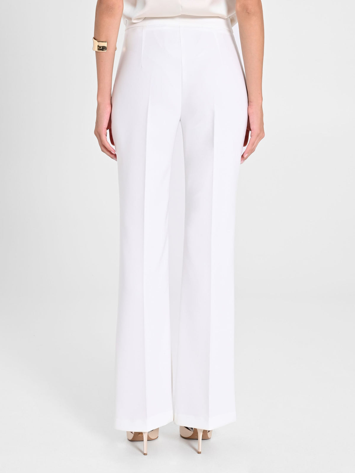 Pantaloni Mid Flared in Tessuto Tecnico Bianco
