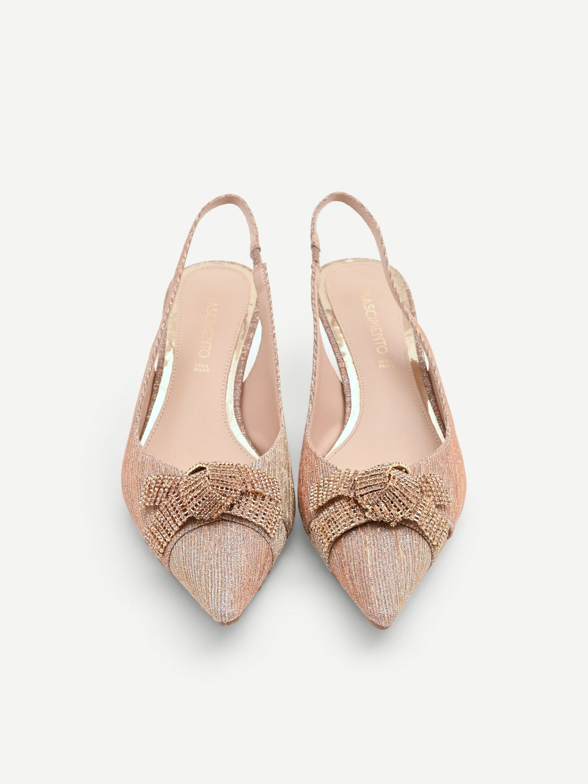 Décolleté slingback oro con fiocco