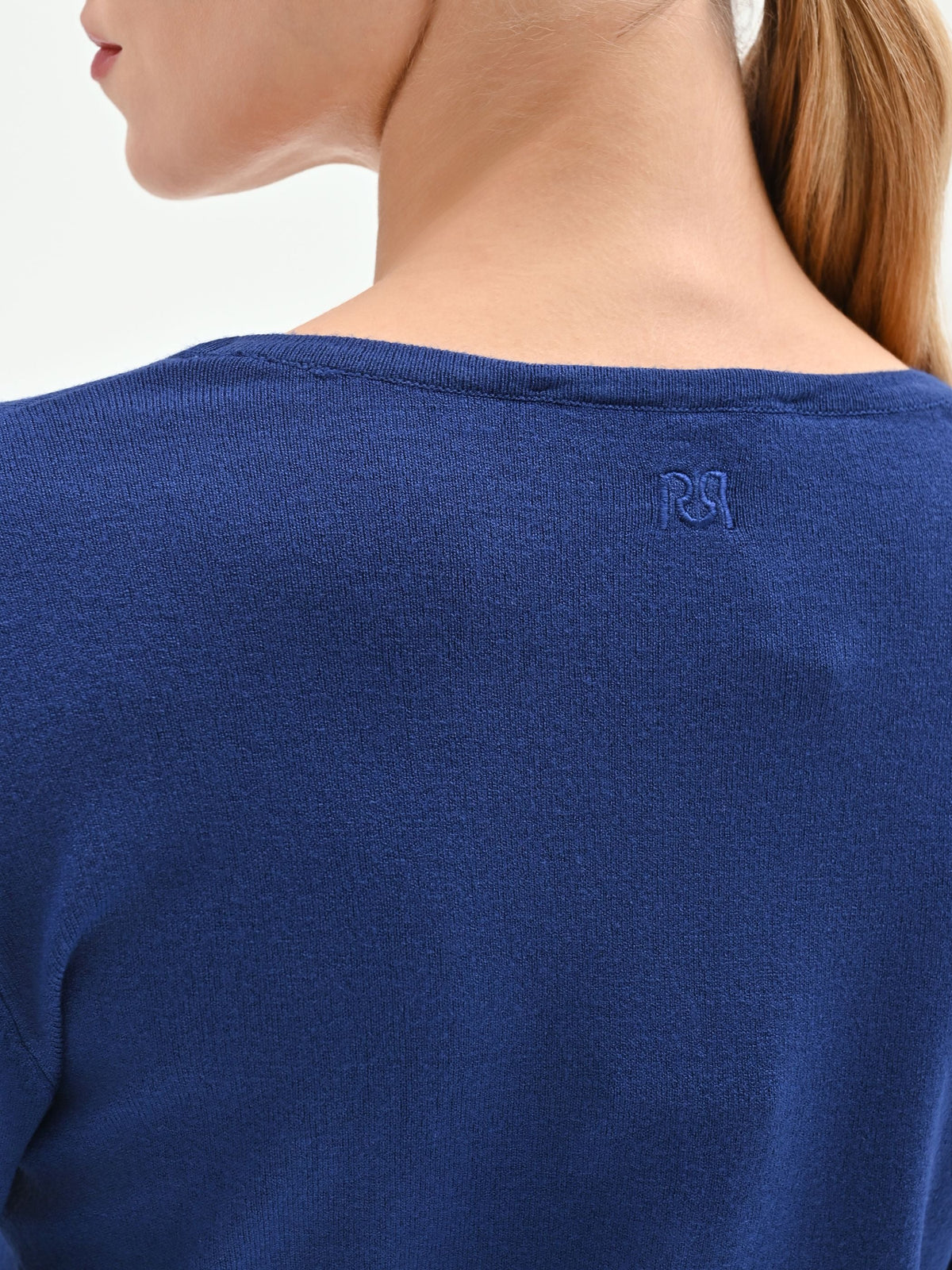 Cardigan blu brillante in maglia fine