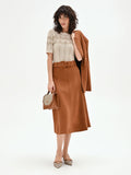 Gonna midi cammello beige effetto camoscio