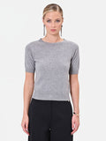 Maglia in lana grigio chiaro a maniche corte