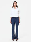 Pantaloni jeans blu con spacco frontale