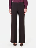 Pantalone a palazzo moro marrone in scuba mano crepe