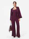 Pantalone Studio  palazzo bordeaux in crepe gessato