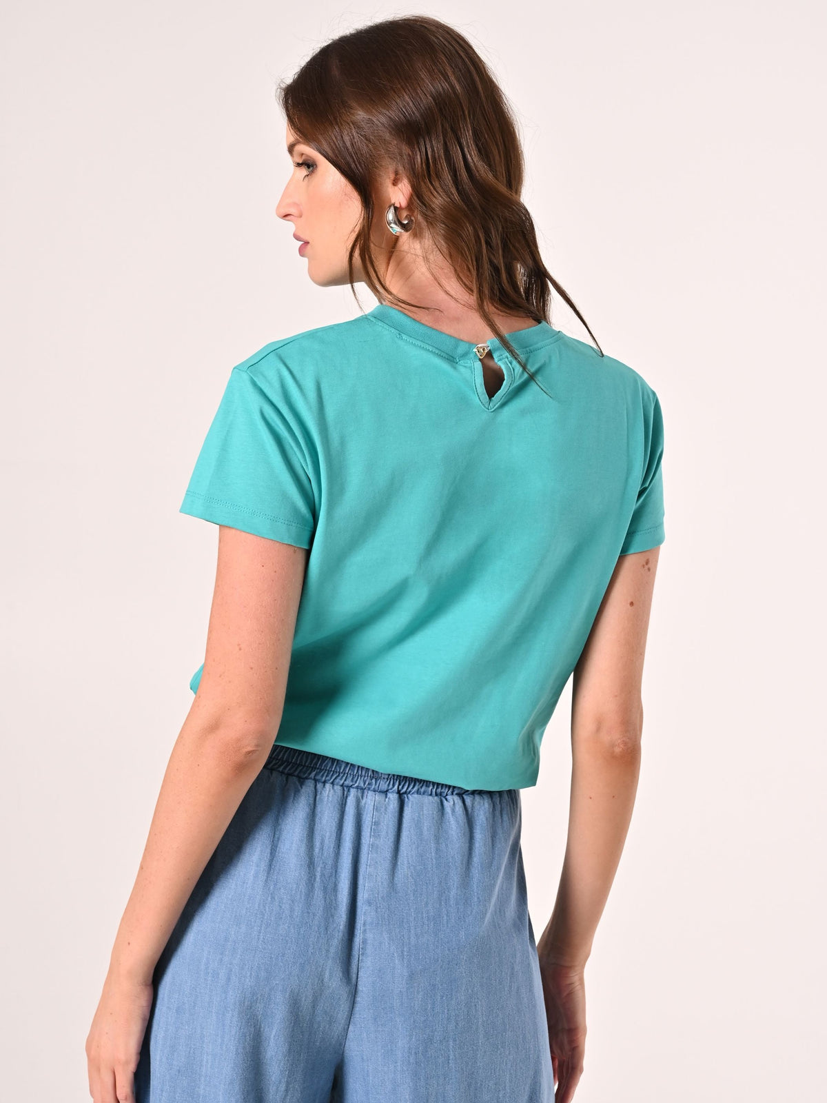 T-Shirt in Cotone Verde Acqua