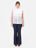 Camicia Curvy smanicata bianca in georgette a strati
