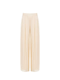 Pantalone a palazzo beige chiaro in raso cangiante