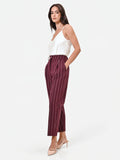 Pantalone cropped gessato rosso bordeaux