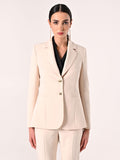 Giacca a Due Bottoni in Tessuto Tecnico Beige Chiaro