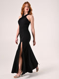 Abito Lungo in tessuto Stretch Nero