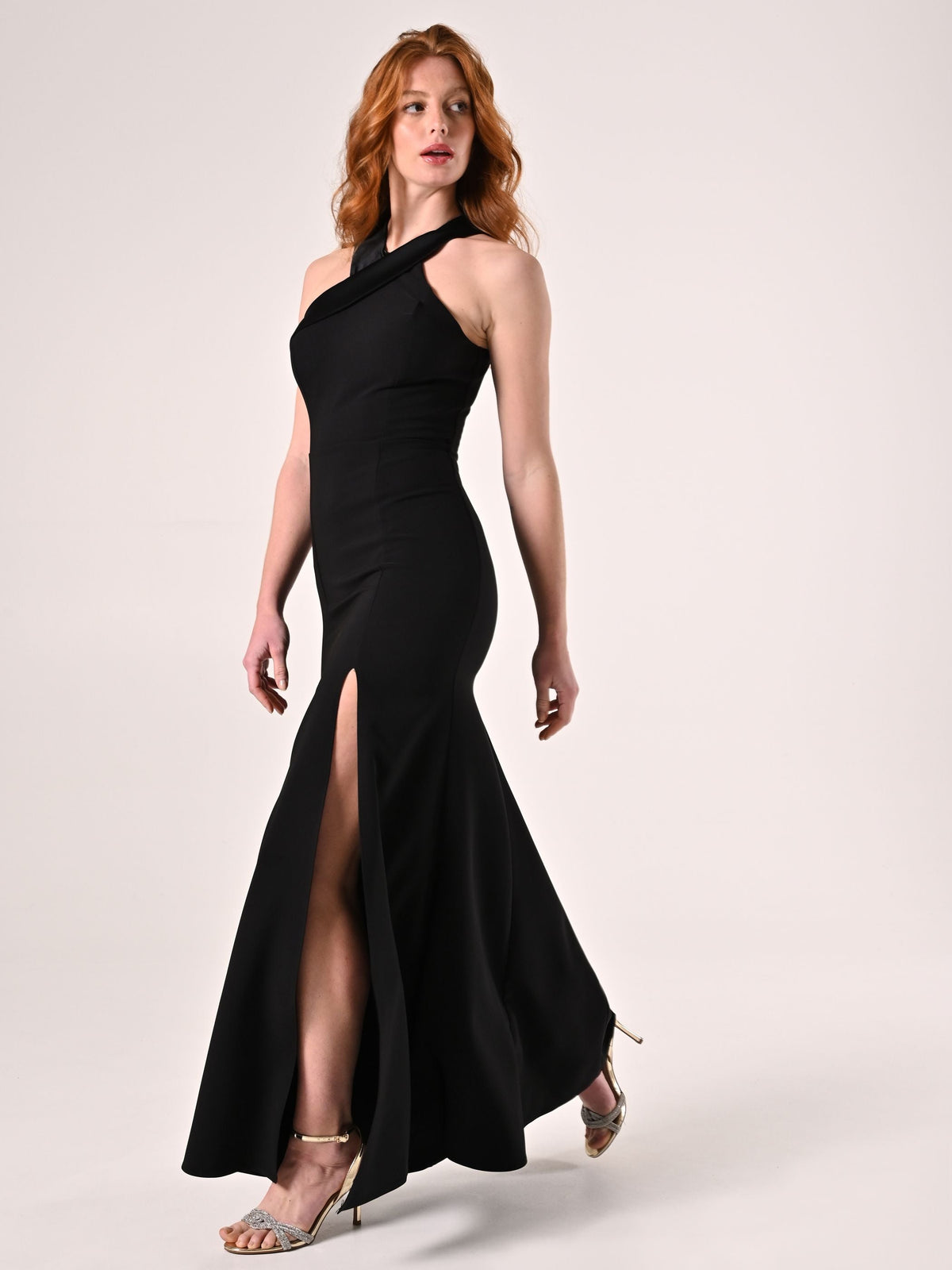Abito Lungo in tessuto Stretch Nero