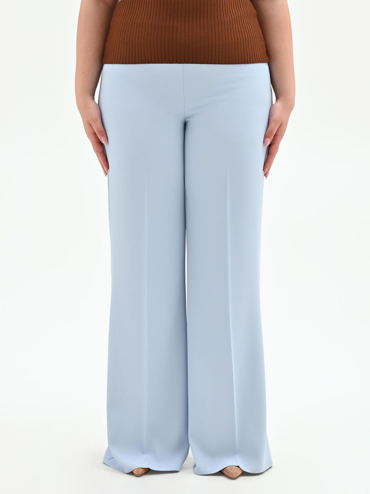 Pantalone Curvy a palazzo cielo azzurro