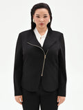 Giacca nera Curvy con zip in scuba mano crepe