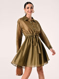 Abito Verde Militare in Organza di Viscosa
