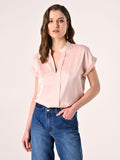 Blusa con Collo alla Coreana Rosa