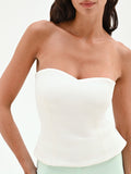 Top bustier bianco con scollo a cuore