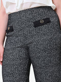 Pantalone Curvy nero a gamba dritta in tessuto boucle
