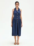 Abito chemisier blu in denim smanicato