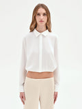 Camicia cropped panna con fondo elastico