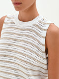 Top bianco panna in maglia crochet a righe