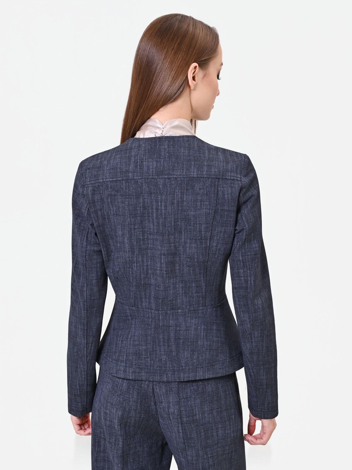 Giacca blu navy sciancrata con zip