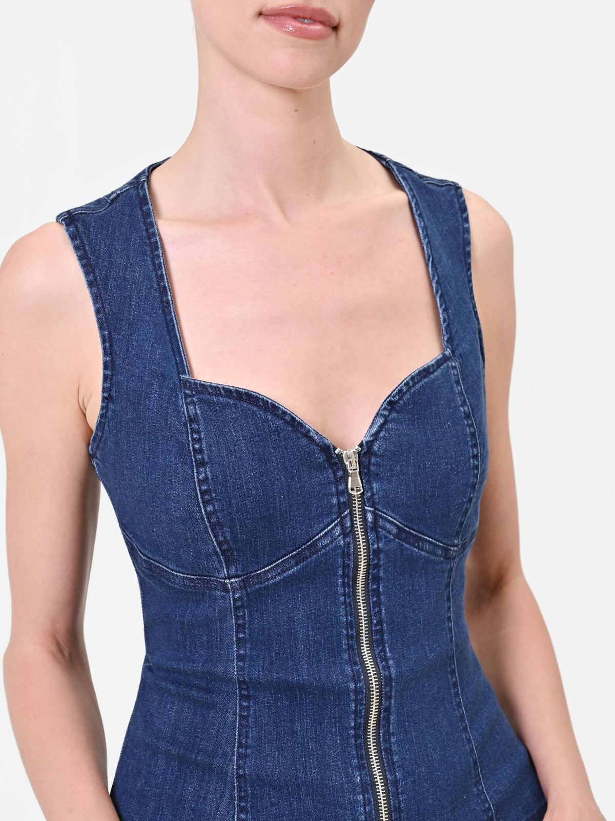 Gilet bustier in denim blu indaco
