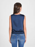 Top Incrocio in Raso Blu