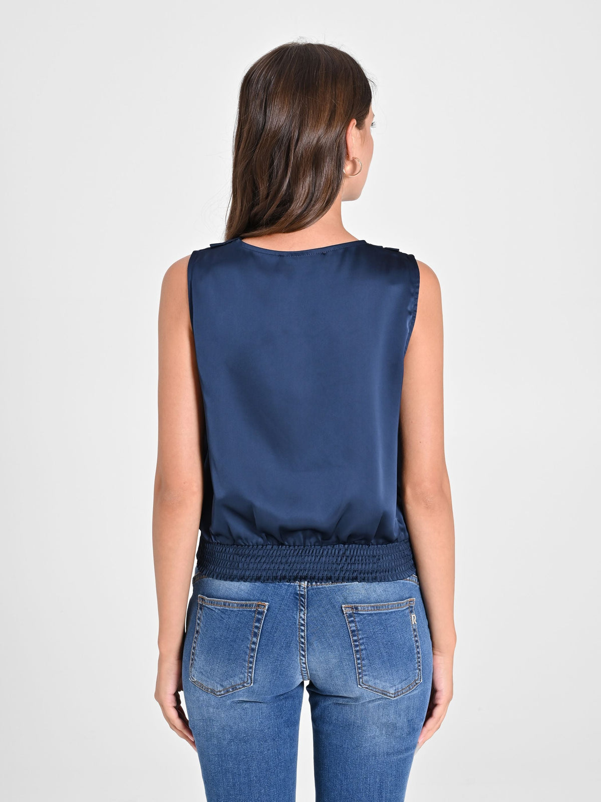 Top Incrocio in Raso Blu