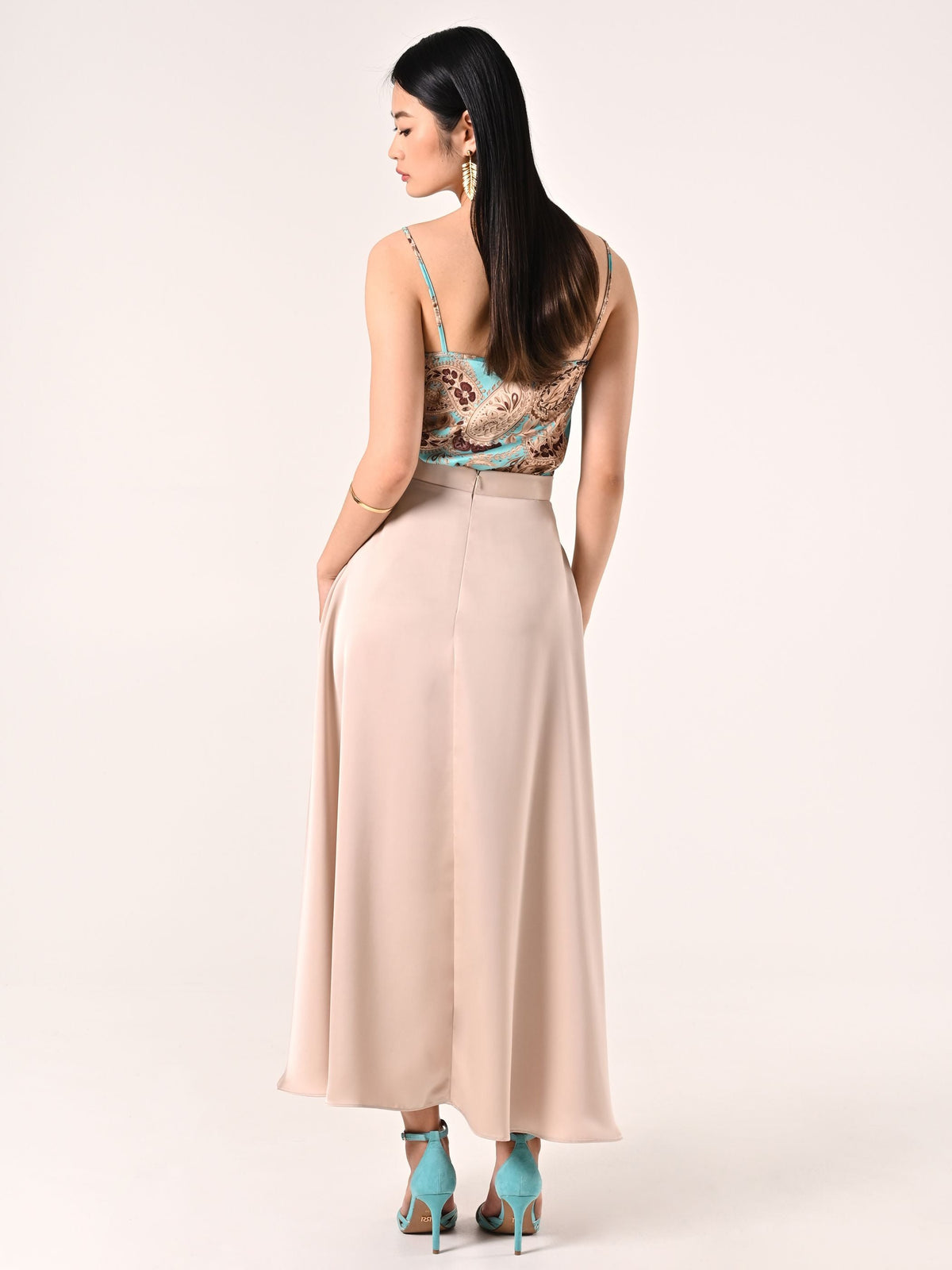 Gonna in Raso Beige Chiaro