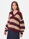 Maglia tortora beige a righe misto lana e mohair