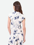 Gilet con stampa floreale blu navy