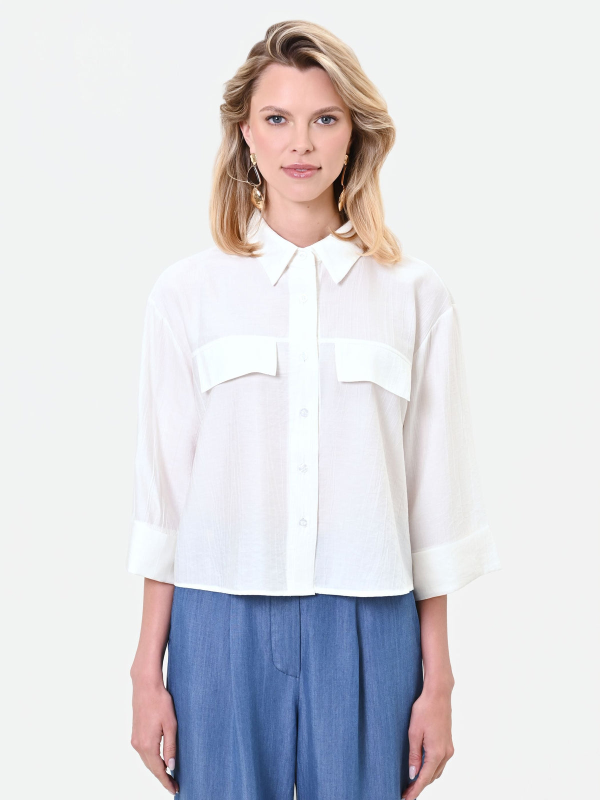 Camicia boxy bianca con tasche
