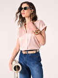 Blusa con Collo alla Coreana Rosa
