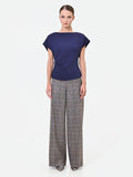 T-shirt blu navy con drappeggio asimmetrico