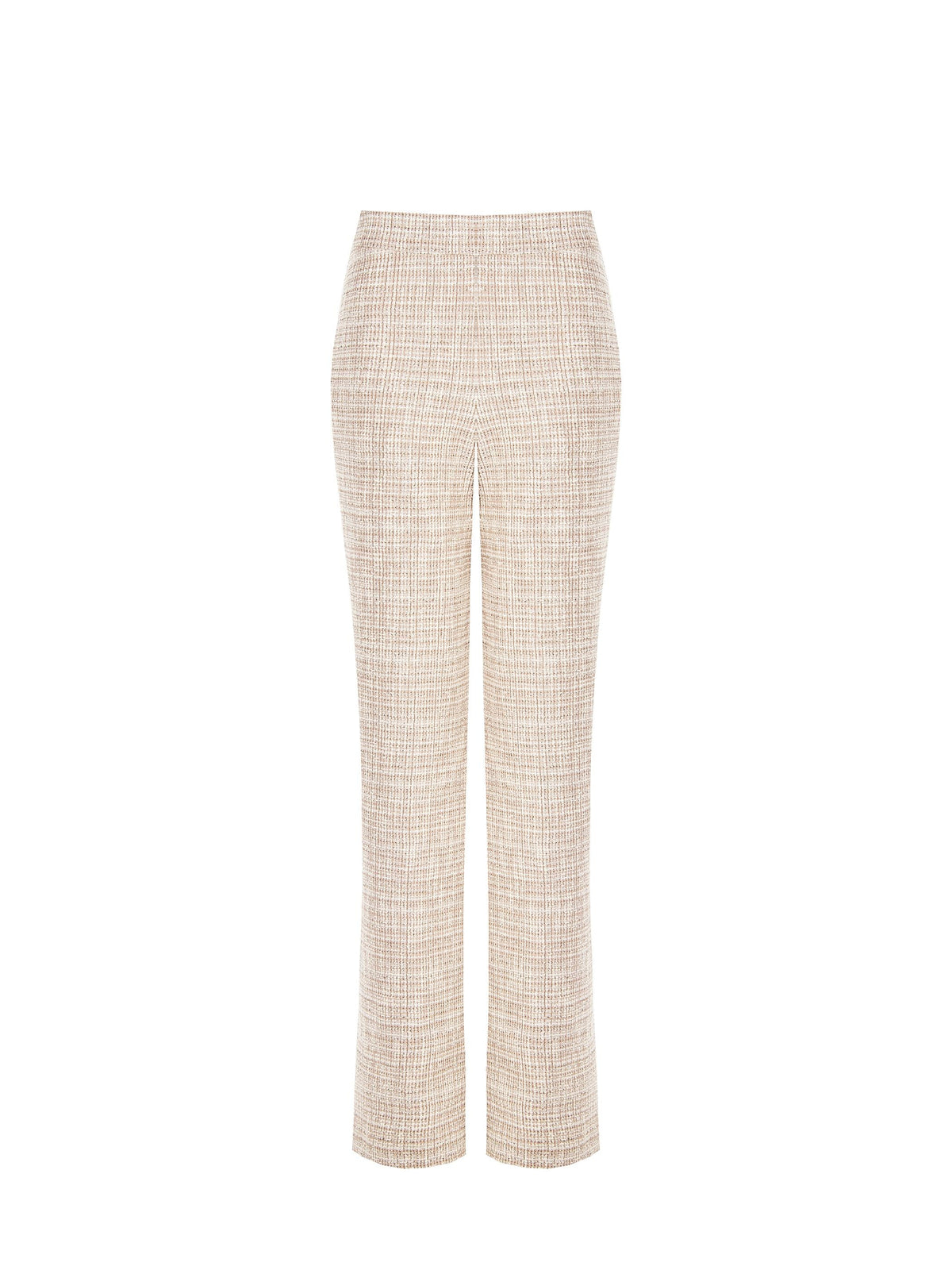 Pantalone a palazzo beige chiaro effetto tweed