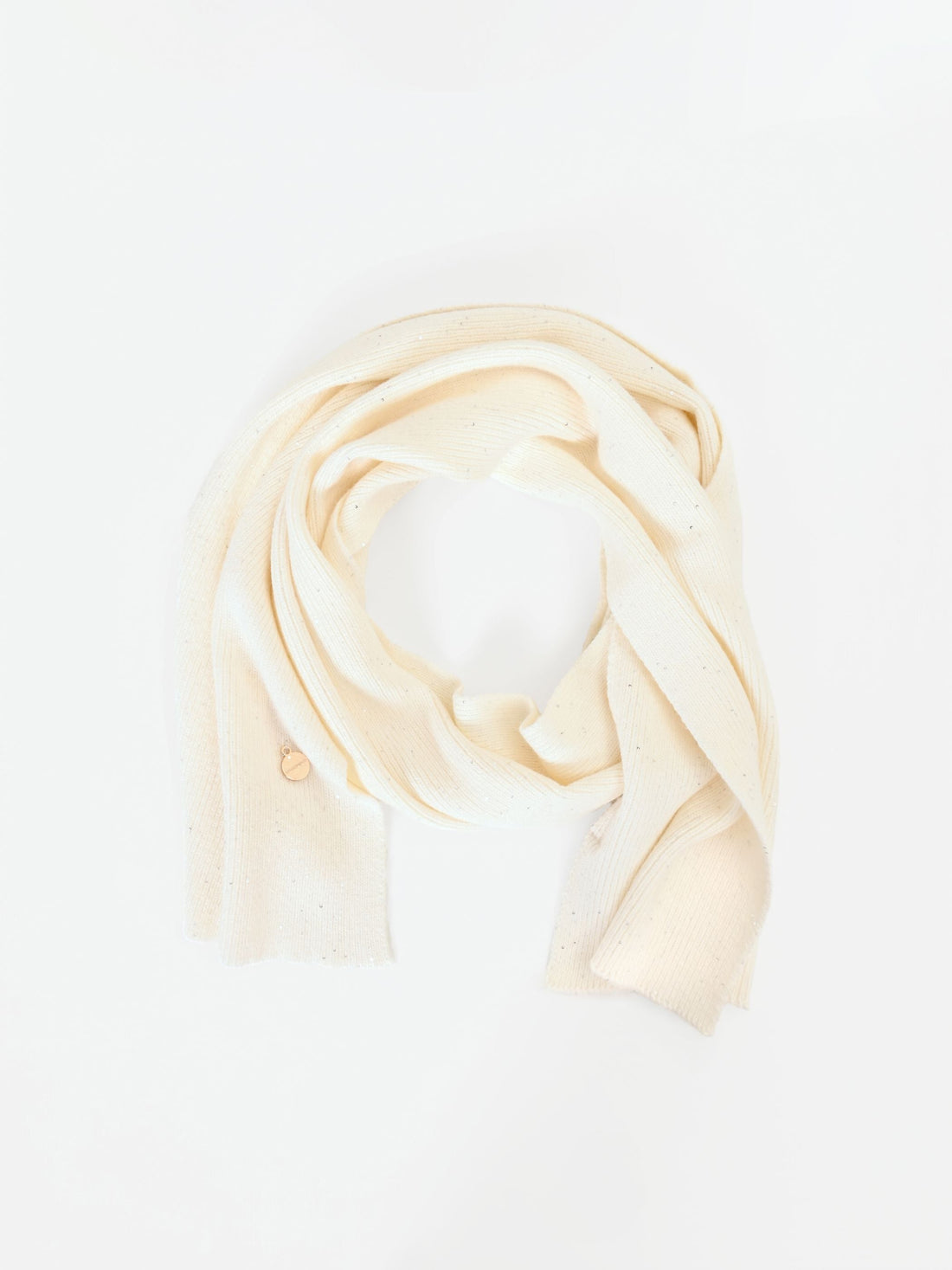 Sciarpa in maglia panna con paillettes