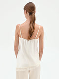 Top in raso panna con pizzo