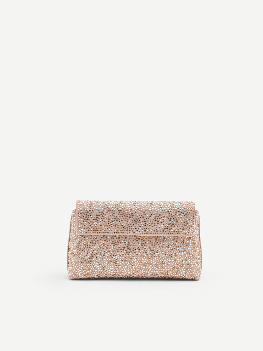 Pochette gioiello rosa cipria con strass all over