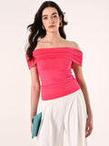 Top off-the-Shoulders Fuxia