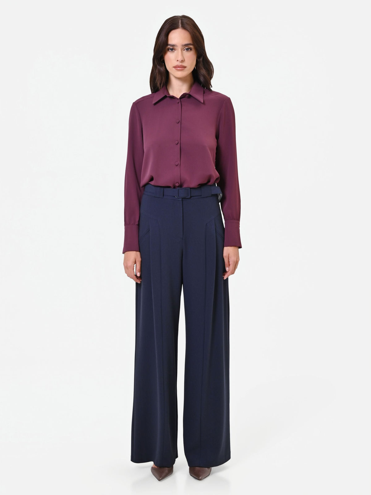 Camicia in raso bordeaux rosso