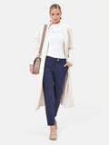Pantalone in misto viscosa blu navy gessato