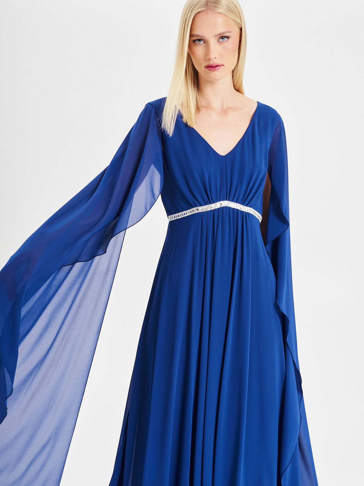 Abito Lungo Rinascimento atelier Blu con Pietre