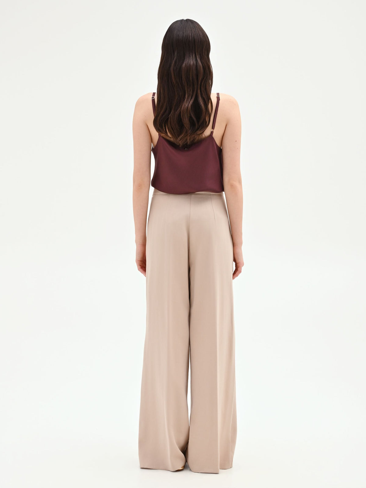 Pantalone a palazzo tortora beige in viscosa