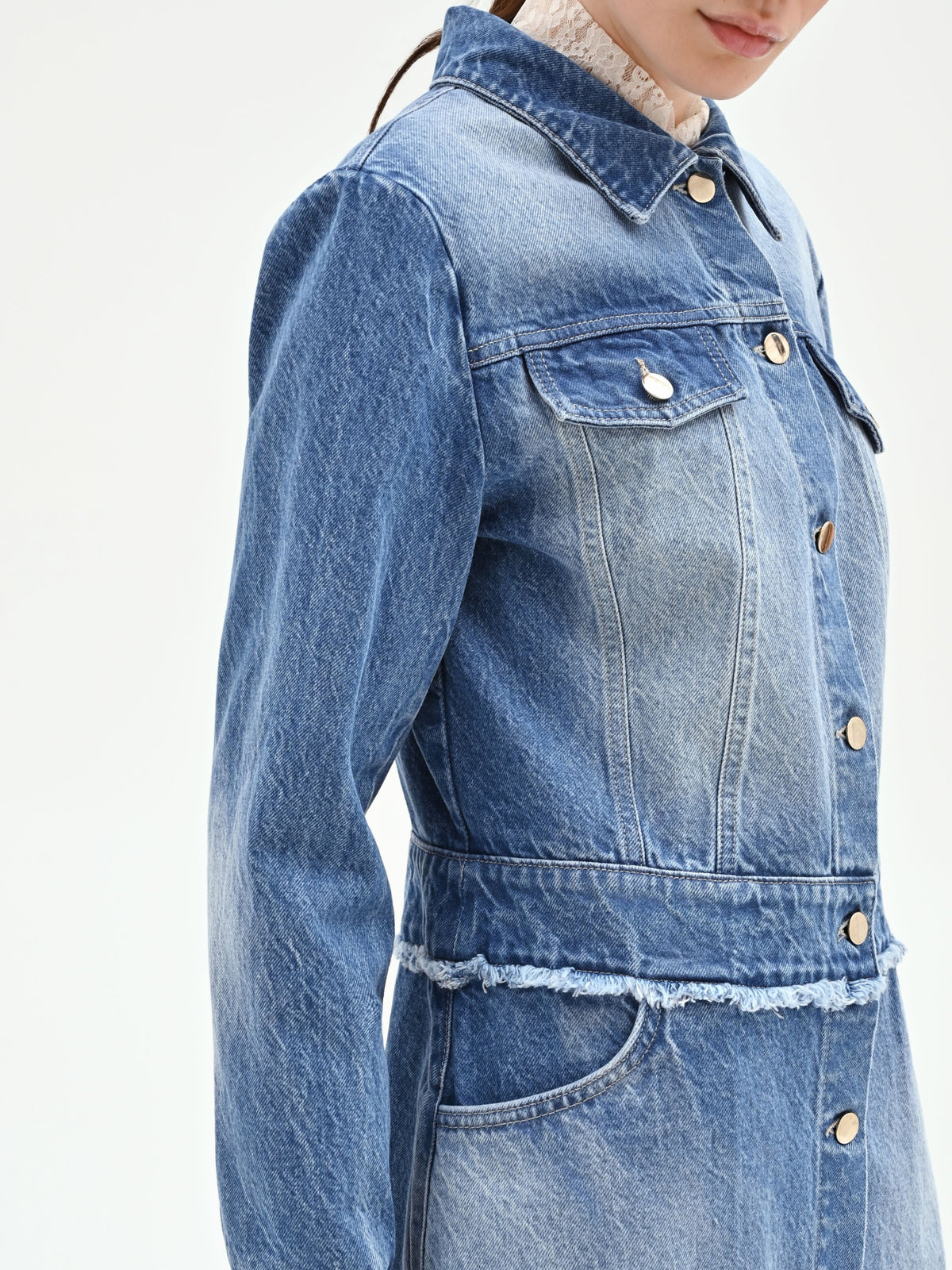 Capospalla lungo in denim azzurro