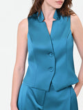 Gilet in raso blu ottanio
