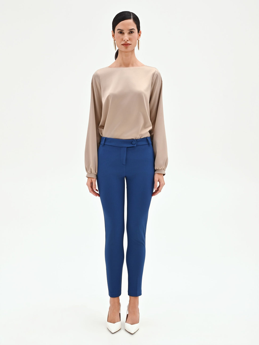 Pantalone a sigaretta blu brillante