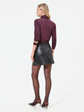 Minigonna nera svasata effetto pelle