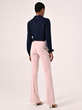 Pantaloni in Tessuto Tecnico Rosa Chiaro con Fascione in Vita